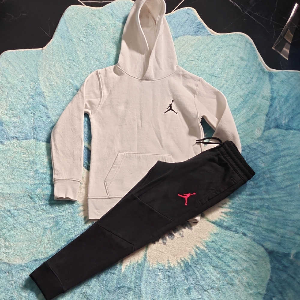 Jordan White and Black Sweatpants Athletic Joggers